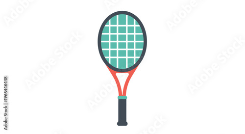 Tennis racket with green strings.