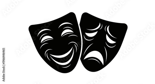 Theatrical comedy and tragedy masks.