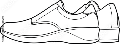 Minimalist outline drawing of casual mens comfort shoes showing modern side profile and sleek design.