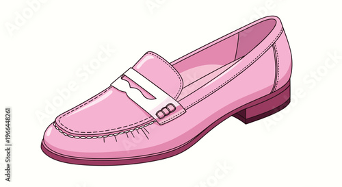 Pink loafer shoe vector illustration isolated on white background fashion footwear for women.
