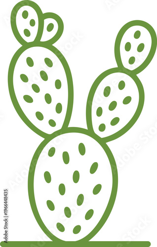 Prickly pear cactus with oval pads illustration