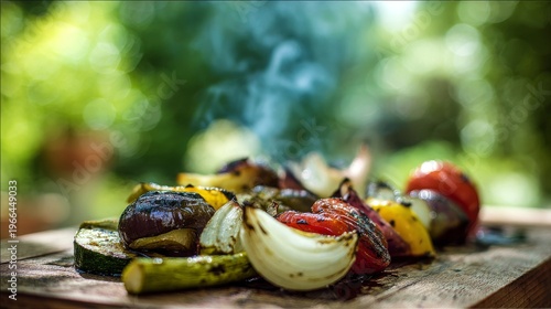 Smoky Grilled Vegetables Outdoor Feast with Summer Garden Dining.