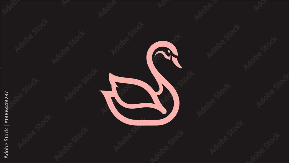 Fototapeta premium Pink swan outline on black background