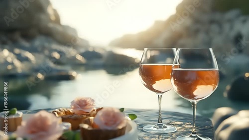 Wine Glasses by the Serene Water.