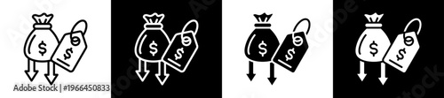 Affordable Pricing Icon Set In Black And White Filled Style Collection