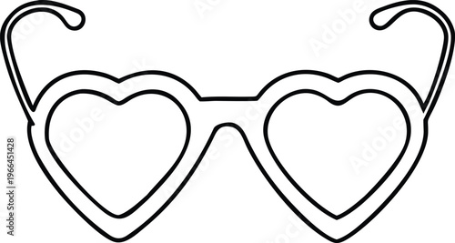 A simple outline drawing of stylish heart shaped glasses is shown here