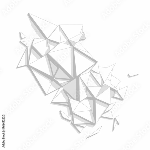 Geometric fragmented texture with sharp angles on white background