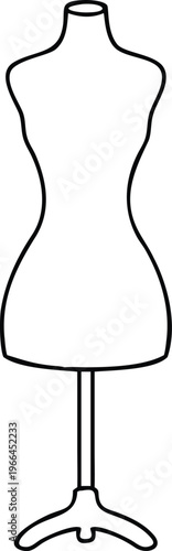 Basic line outline of a timeless dress form mannequin for garment and retail showcase