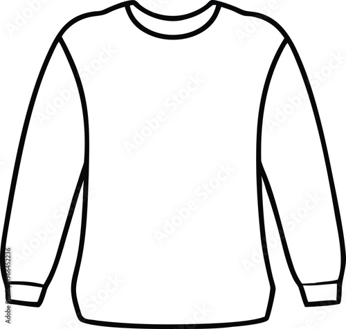 Basic Long Sleeved Shirt Outline Illustration for Clothing Design Mockups