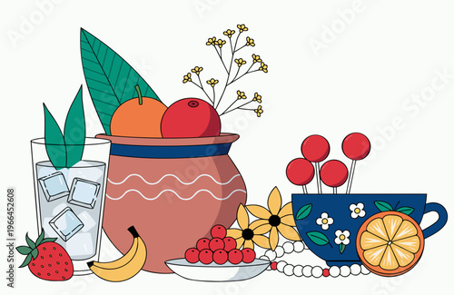 Decorated Ritual Pot Vector Illustration