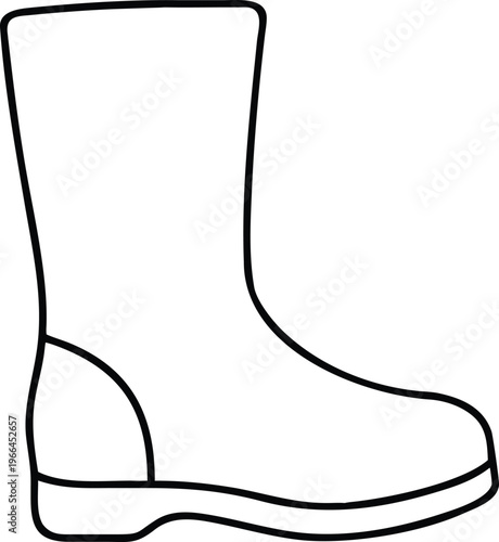 Black Line Drawing of a Durable Tall Boot with a Slightly Defined Heel Outline