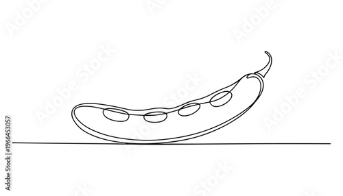 One continuous line illustration of an Peas vegetable, isolated on white background.
