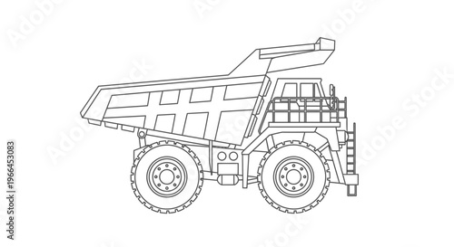 Heavy Duty Mining Dump Truck Illustration - Side View