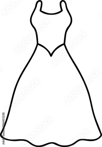 Charming full skirted dress outline, sweetheart neckline design for retro fashion sketches