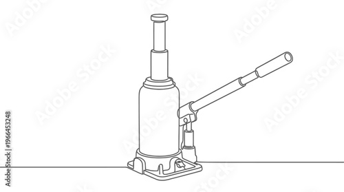 Mechanical jack illustration, a hydraulic lifting device for vehicles and heavy objects, designed for mechanical repair and maintenance tasks