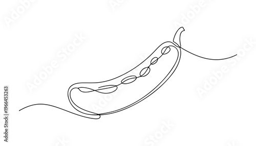 One continuous line illustration of an Peas vegetable, isolated on white background.