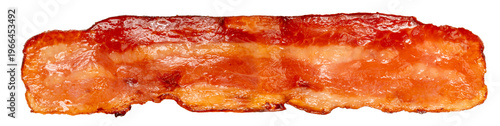Close up shot Crispy fried bacon texture, Freshly cooked and golden brown fried bacon on black dish. PNG File