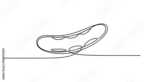 One continuous line illustration of an cucumber vegetable, isolated on white background.