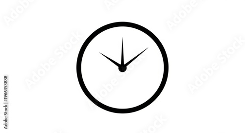 Clock Face Showing Time - A Simple Black and White Illustration.