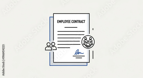 Employee Contract Illustration - Agreement, Hiring, and Legal Compliance.