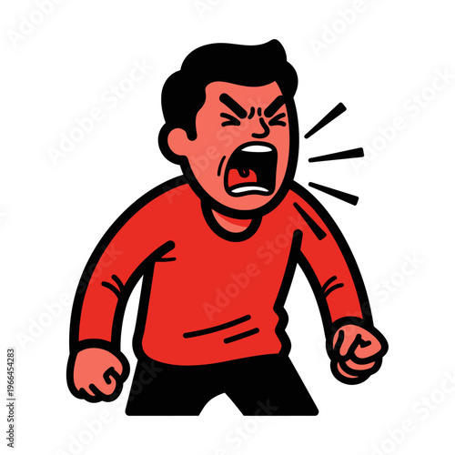 Angry Man Shouting, Expressing Rage and Frustration