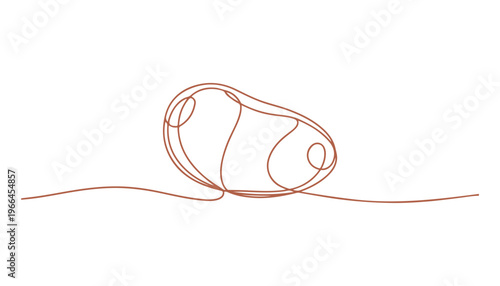 One continuous line illustration of an potato vegetable, isolated on white background.