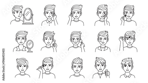 Collection of diverse male avatars showcasing identity representation, user profile design and digital platform personalization business concept