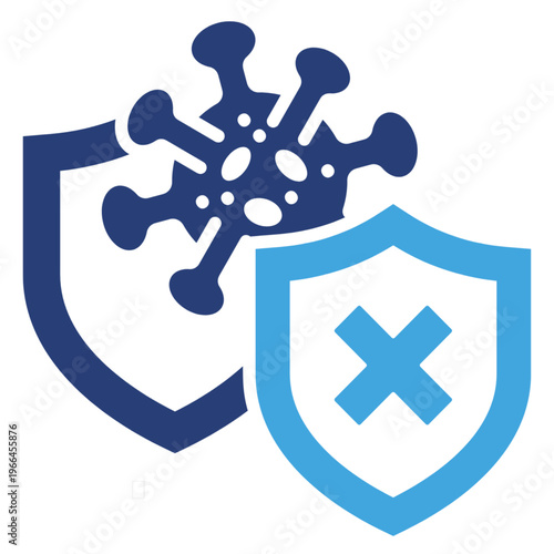 Pathogen block two-color icon representing protection against harmful microorganisms, with a clean and modern design