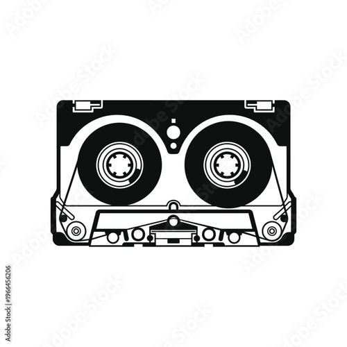 Black and white of a cassette tape audio tape music retro