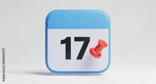Calendar icon with the number 17 and a red push pin.