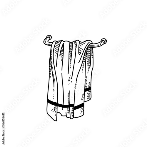 hand drawn bathroom towel rack line art vector illustration