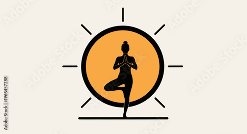 Woman in Yoga Pose with Sunrise Background for Health and Wellness