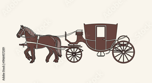 Elegant Vintage Horse-Drawn Carriage with Two Horses in Bright Studio