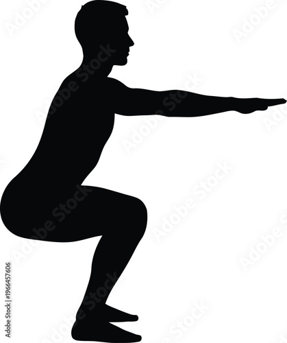 Man performing a squat exercise silhouette