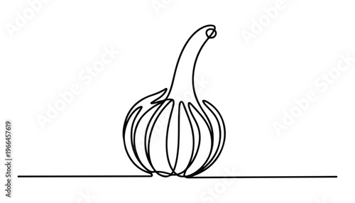 One continuous line illustration of an garlic vegetable, isolated on white background.