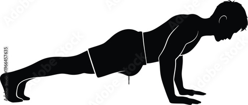 Silhouette of a person doing a push-up exercise