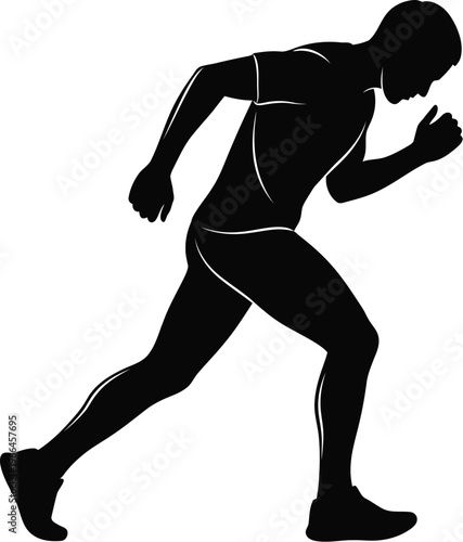 Dynamic Silhouette of Male Runner Starting Race