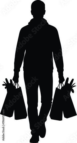Person with Shopping Bags Silhouette Illustration