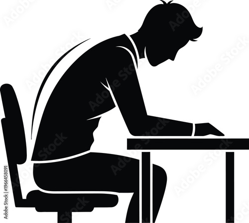 Poor Posture At Desk Bad Sitting Position Icon