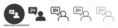 24h Customer Service thin line and solid icon. Multi series icon. Web minimal icon
