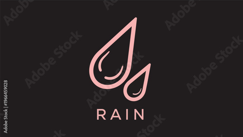 Pink rain drop illustration on black background