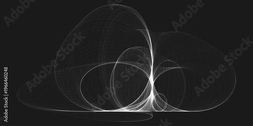 minimal abstract vector glowing light line wave on dark background with flowing geometric curves.