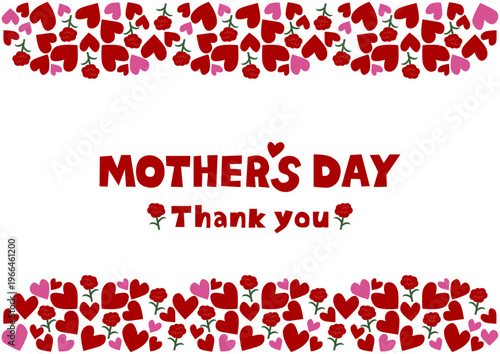ハートとカーネーション模様の母の日イラスト