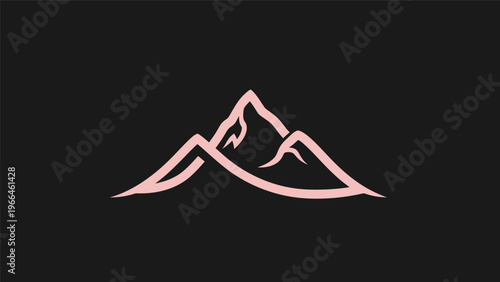 Pink mountain range outline on black background