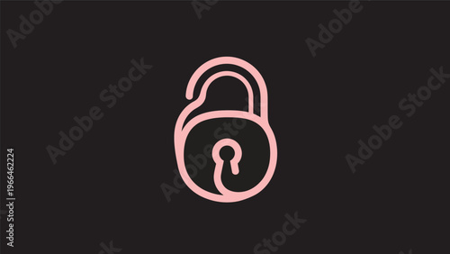 Pink padlock icon on dark background
