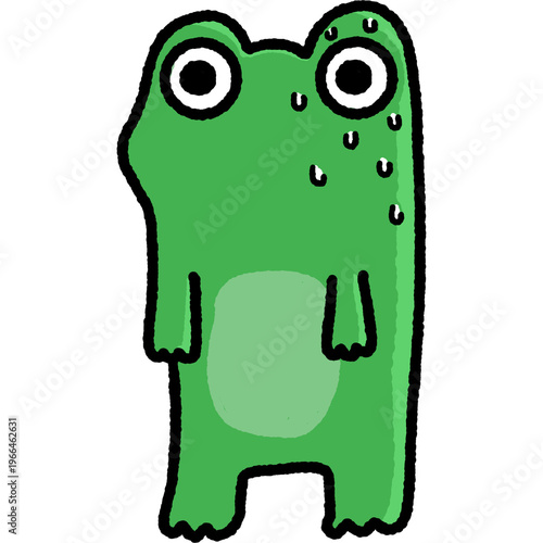 Cartoon Doodle Arfraiding Frog Character.