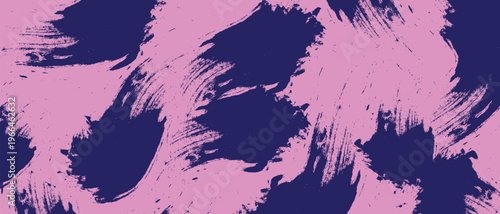 Abstract grunge background, pink paint brush strokes on navy blue