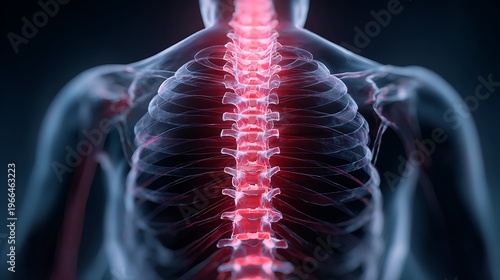 Human spine showing back pain inflammation concept
