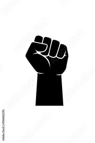 Black Fist Icon Symbolizing Power, Strength, Unity, Protest, and Solidarity in a Minimalist Graphic Representation