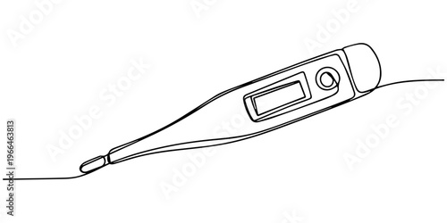Digital thermometer continuous one line drawing medical device icon